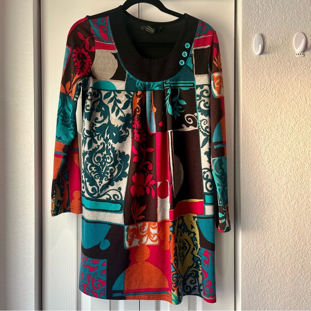 Radzoli Black Patchwork Boho Long Sleeve Dress